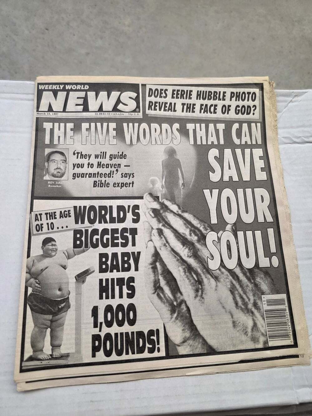 Weekly World News March 18, 1997 Tabloid Newspaper Face of God Baby